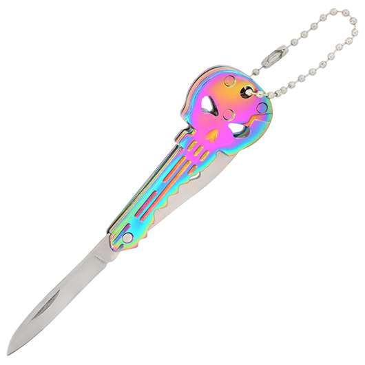 Schlsselanhnger Skull rainbow mit Messer und Flaschenffner