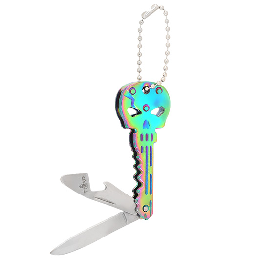Schlsselanhnger Skull mit Messer und Flaschenffner rainbow Bild 2
