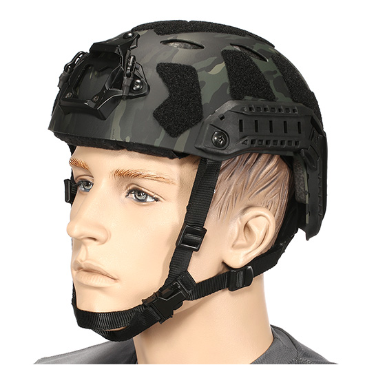 Nuprol Airsoft Helm FAST Railed SF Air mit NVG Mount Black MC-Camo