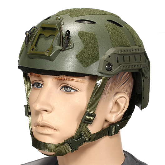 Nuprol Airsoft Helm FAST Railed SF Air mit NVG Mount oliv