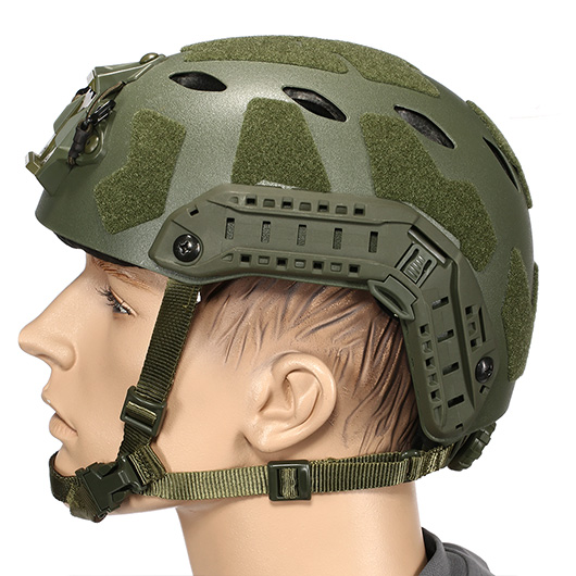 Nuprol Airsoft Helm FAST Railed SF Air mit NVG Mount oliv Bild 1
