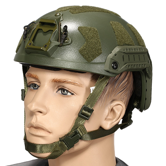 Nuprol Airsoft Helm FAST Railed SF mit NVG Mount oliv
