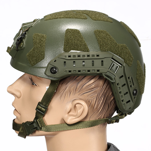 Nuprol Airsoft Helm FAST Railed SF mit NVG Mount oliv Bild 1