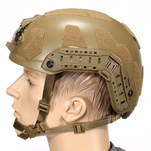 Nuprol FAST Railed SF Airsoft Helm mit NVG Mount Tan Bild 1