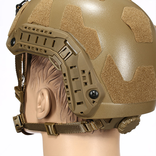 Nuprol FAST Railed SF Airsoft Helm mit NVG Mount Tan Bild 7