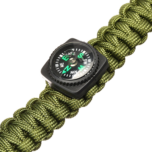 Survival Armband mit 5 Funktionen oliv Bild 3