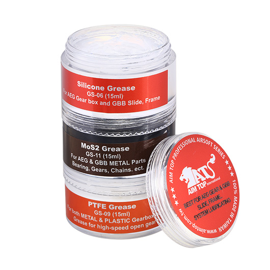 AIM Top 3in1 Airsoft Grease / Schmiermittel Set mit Silikon / MoS2 / PTFE 45ml Bild 1