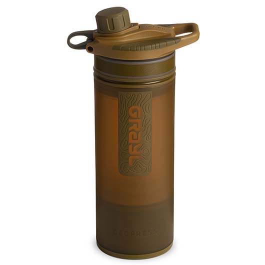 Grayl GeoPress Wasserfilter Trinkflasche 710 ml coyote brown - fr Wandern, Camping, Outdoor, Survival