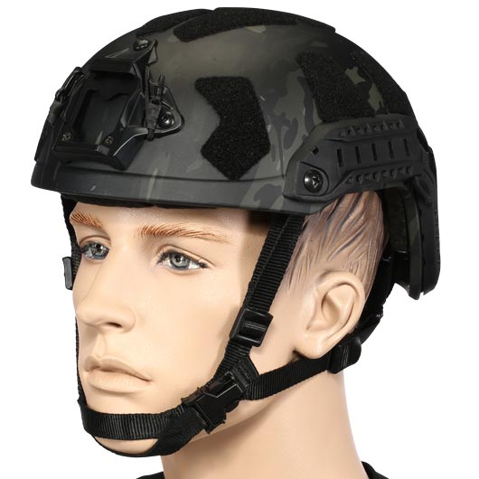 Nuprol Airsoft Helm FAST Railed SF mit NVG Mount Black MC-Camo