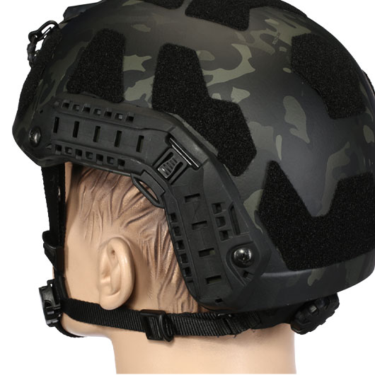 Nuprol FAST Railed SF Airsoft Helm mit NVG Mount Black MC-Camo Bild 7