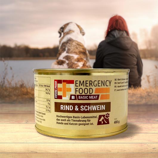 Emergency Food Basic Meat Tiernahrung Rind & Schwein 400g Dose