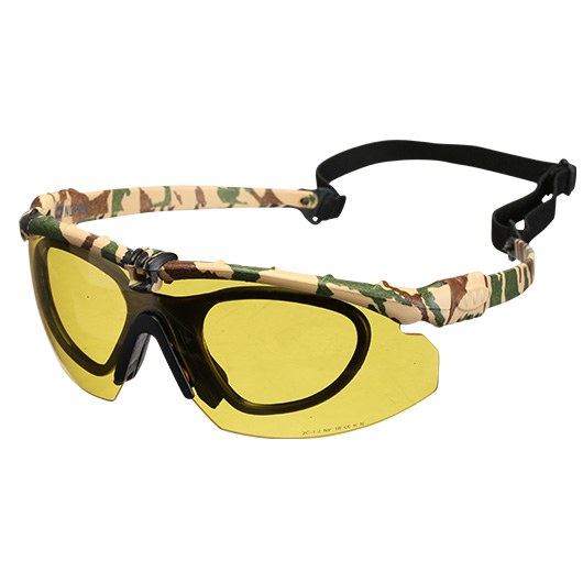 Nuprol Battle Pro Protective Airsoft Schutzbrille inkl. Brillentrgereinsatz camo / gelb