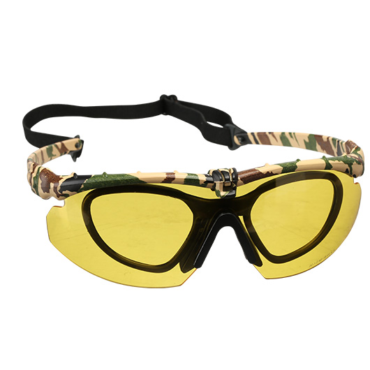 Nuprol Battle Pro Protective Airsoft Schutzbrille inkl. Brillentrgereinsatz camo / gelb Bild 2