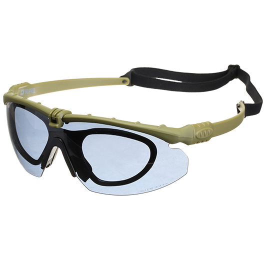 Nuprol Battle Pro Protective Airsoft Schutzbrille inkl. Brillentrgereinsatz oliv / rauch