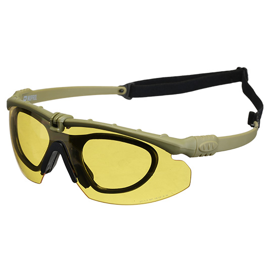 Nuprol Battle Pro Protective Airsoft Schutzbrille inkl. Brillentrgereinsatz oliv / gelb