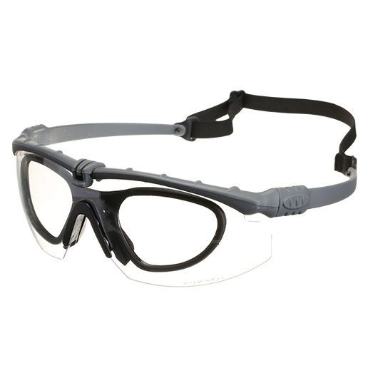 Nuprol Battle Pro Protective Airsoft Schutzbrille inkl. Brillenträgereinsatz grau / klar