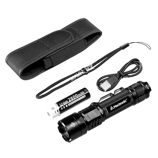 Mactronic LED Taschenlampe Black Eye 1100 Lumen schwarz inkl. Akku, Ladekabel, Handschlaufe, Grtelclip und Nylonholster Bild 4