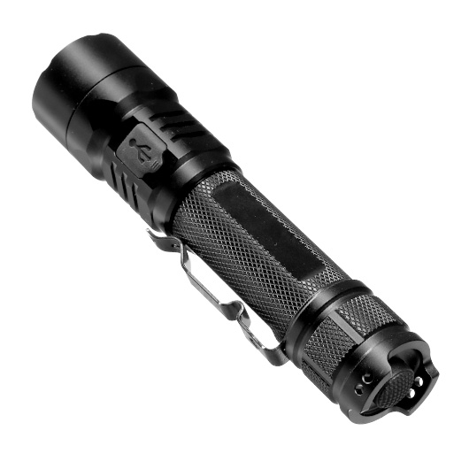 Mactronic LED Taschenlampe Black Eye 1100 Lumen schwarz inkl. Akku, Ladekabel, Handschlaufe, Grtelclip und Nylonholster Bild 5