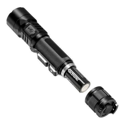 Mactronic LED Taschenlampe Black Eye 1100 Lumen schwarz inkl. Akku, Ladekabel, Handschlaufe, Grtelclip und Nylonholster Bild 6