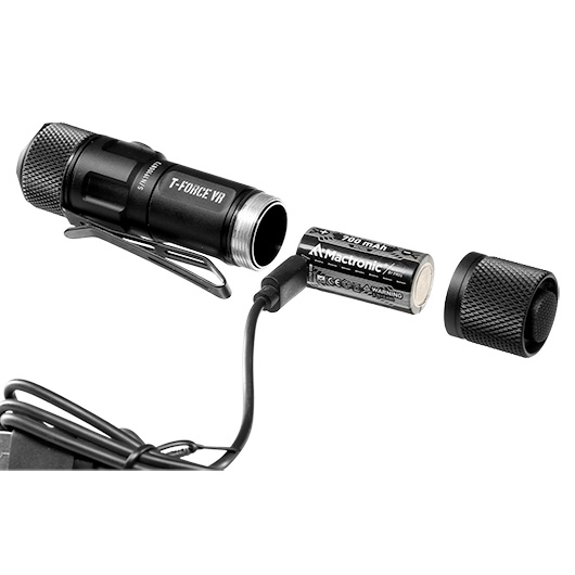 Mactronic LED Taschenlampe T-Force VR 1000 Lumen schwarz inkl. Ladekabel, 3 x Farbfilter, Kabelschalter und Lanyard Bild 6