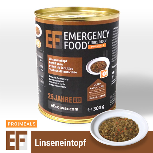 Emergency Food Pro Meals Notration Linseneintopf 300g Dose 3 Portionen