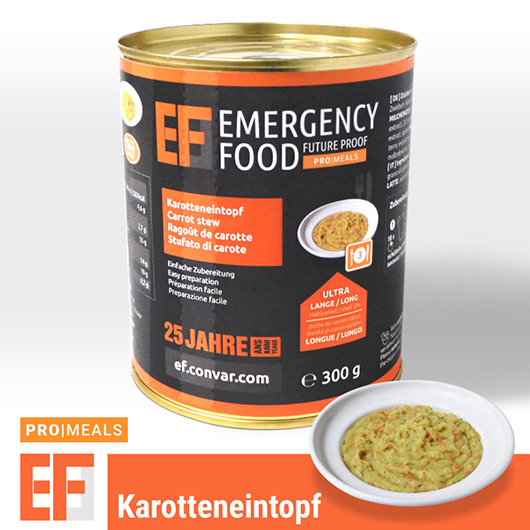 Emergency Food Pro Meals Notration Karotteneintopf 300g Dose 3 Portionen