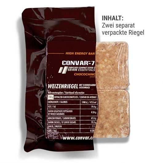 Convar-7 Riegel High Energy Bar Chocochino 120 g Langzeitlebensmittel - Ideal fr Outdoor, Notvorrat und Krisenvorsorge Bild 2