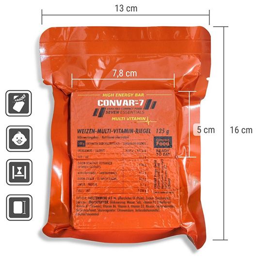 Convar-7 Riegel High Energy Bar Multivitamin120 g Langzeitlebensmittel - Ideal fr Outdoor, Notvorrat und Krisenvorsorge Bild 3