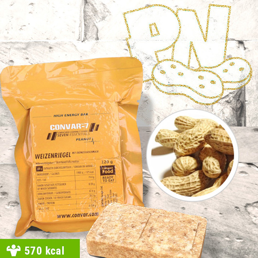 Convar-7 Riegel High Energy Bar Erdnuss 120 g Langzeitlebensmittel - Ideal fr Outdoor, Notvorrat und Krisenvorsorge Bild 1