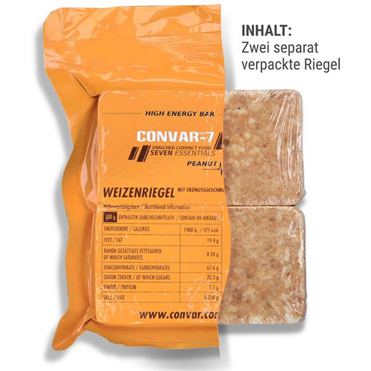 Convar-7 Riegel High Energy Bar Erdnuss 120 g Langzeitlebensmittel - Ideal fr Outdoor, Notvorrat und Krisenvorsorge Bild 2