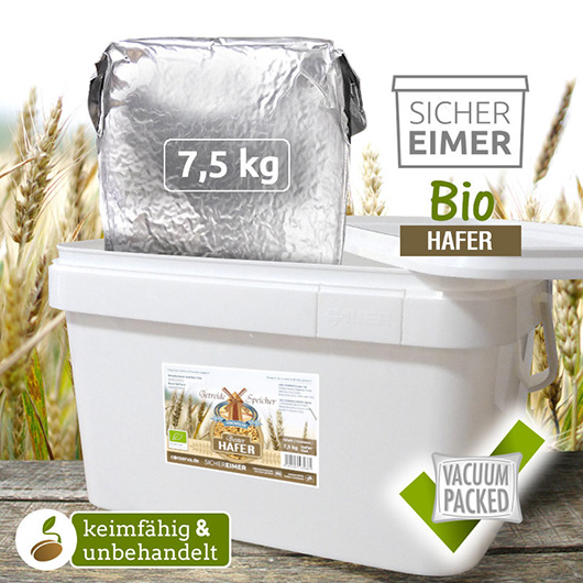 Getreidespeicher Bio Hafer 7,5 kg im Eimer Notvorrat