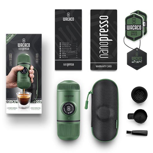 Wacaco Nanopresso Mini Espressomaschine moss green inkl. M-Case Schutzhlle Bild 1