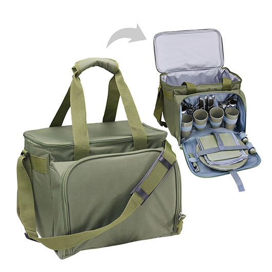 Commando Industries Kühltasche Cooler Bag 20 Liter mit Picknick-Set oliv