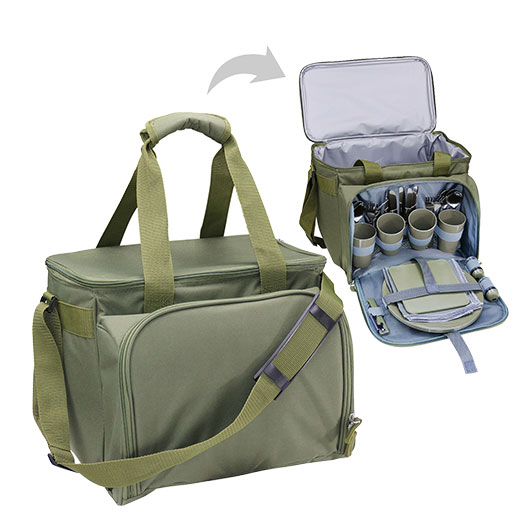 Commando Industries Khltasche Cooler Bag 20 Liter mit Picknick-Set oliv