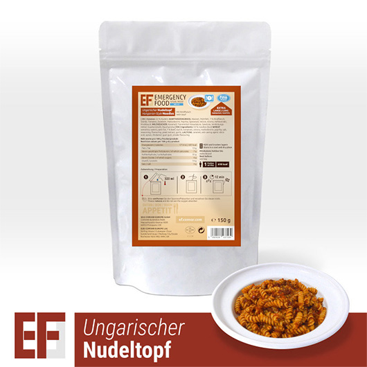 Emergency Food Meals Notration Ungarischer Nudeltopf mit Rindfleisch 150g Beutel 1 Portionen