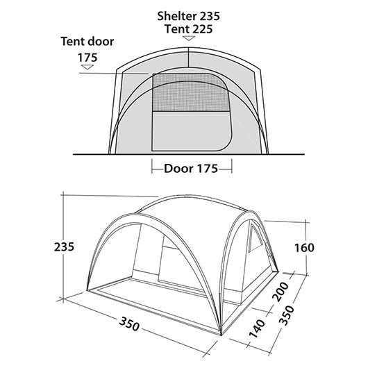 Easy Camp 2in1 Pavillon Camp Shelter 3,5 x 3,5 m grau inkl. Innenzelt f. 6 Personen Bild 1