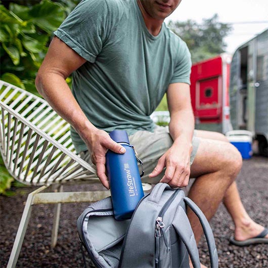 LifeStraw Go Stainless Steel Trinkflasche mit Wasserfilter vakuumisoliert 700 ml blau - fr Survival, Outdoor... Bild 2