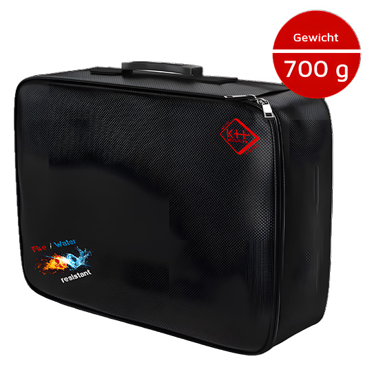 Feuer-/wasserresistenter Dokumentenkoffer BIG schwarz mit Zahlenschloss 36 x 27 x 10 cm