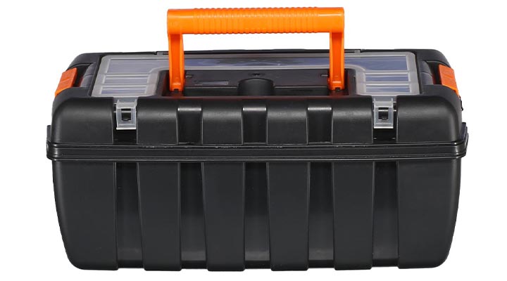 Werkzeugkiste mit Zwischenfach 37 x 20 x 16 cm schwarz/orange Bild 1