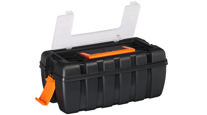 Werkzeugkiste mit Zwischenfach 37 x 20 x 16 cm schwarz/orange Bild 3