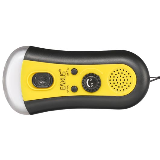 Dynamo Taschenlampe mit 3 LEDs und FM Radio, Akku, Handkurbel,  schwarz/gelb Bild 6