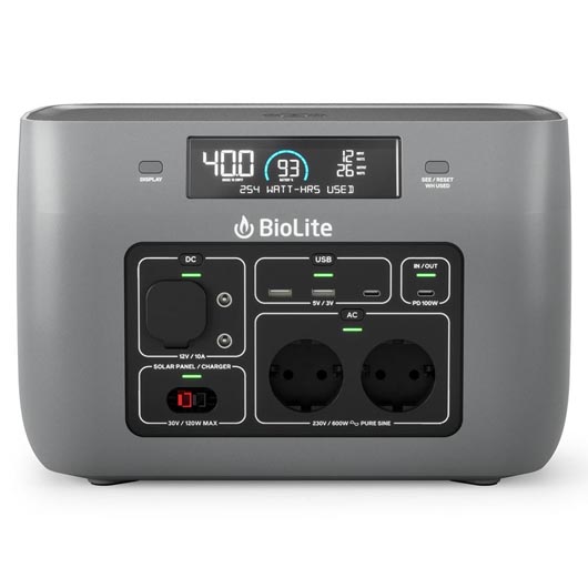 BioLite BaseCharge 600 mobile Powerstation tragbar 622/1000 Watt grau mit Induktionsladedeck Bild 1