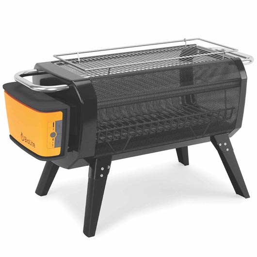 BioLite Firepit+ Feuerstelle, Grill und Powerbank rauchfrei schwarz/orange inkl. Regenhaube, Grill- und Brennstoffrost und Micro Bild 1