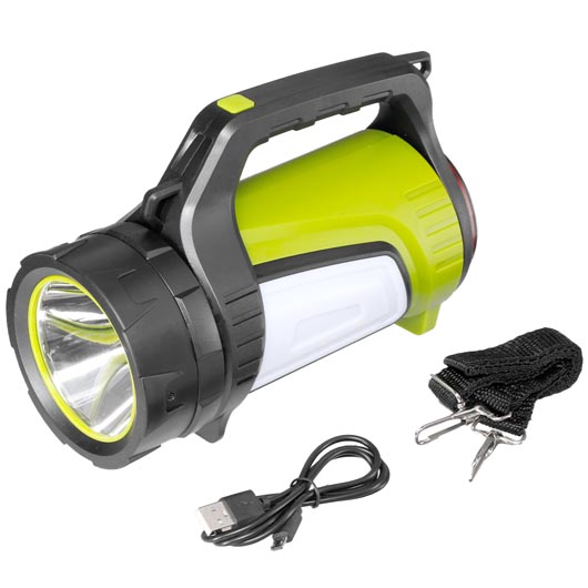LED Handscheinwerfer mit COB-LED,  Powerbankfunktion und Notlicht grn inkl. Akku, USB-Ladekabel und Tragegurt Bild 4