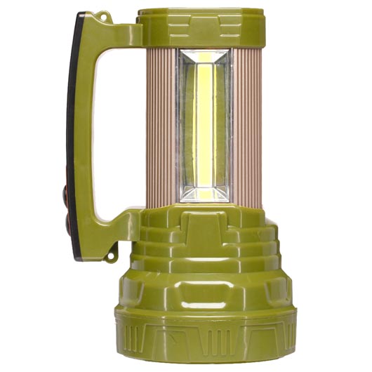 LED Handscheinwerfer mit COB-LED,  Powerbankfunktion und Solarpanel oliv inkl. Akku, Ladekabel und Tragegurt Bild 1