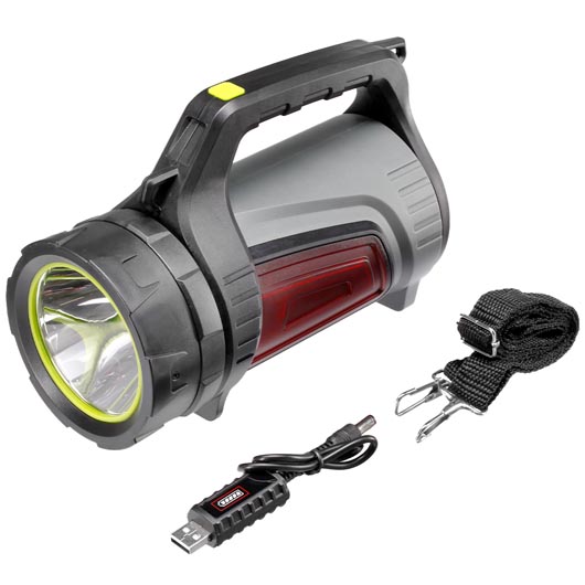 LED Handscheinwerfer mit Powerbankfunktion grau inkl. Akku, USB-Ladekabel und Tragegurt Bild 4