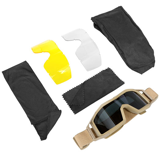 Revision Eyewear Wolfspider Schutzbrille Deluxe Kit mit gelb / klar / rauch Wechselglser tan