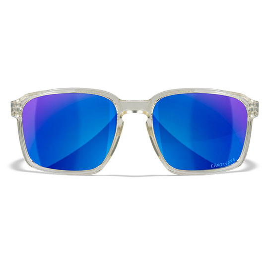 Wiley X Sonnenbrille Alfa Captivate glnzend transparent Glser blau verspiegelt polarisiert inkl. Brillenetui und Seitenschutz Bild 1