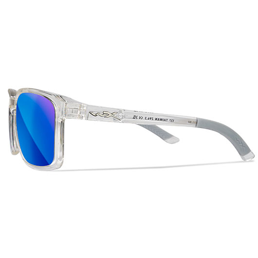 Wiley X Sonnenbrille Alfa Captivate glnzend transparent Glser blau verspiegelt polarisiert inkl. Brillenetui und Seitenschutz Bild 2