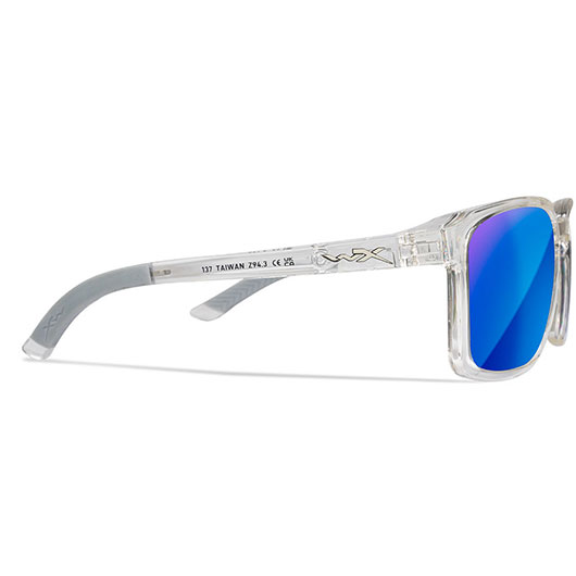 Wiley X Sonnenbrille Alfa Captivate glnzend transparent Glser blau verspiegelt polarisiert inkl. Brillenetui und Seitenschutz Bild 4